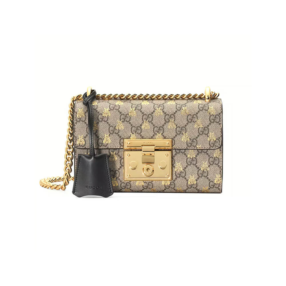 Padlock small GG bees shoulder bag