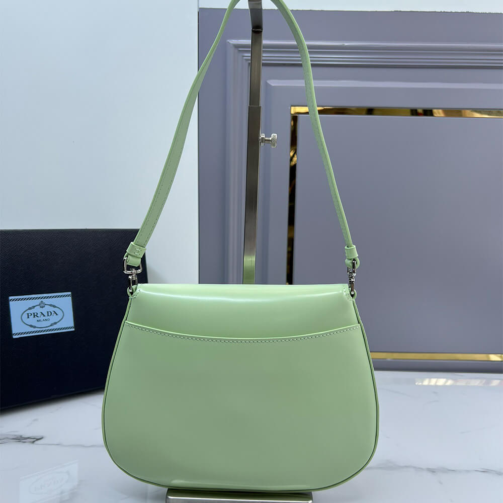 Small Prada Cleo brushed leather shoulder bag with flap