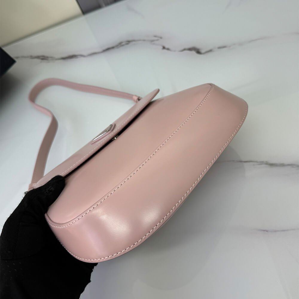 Small Prada Cleo brushed leather shoulder bag with flap