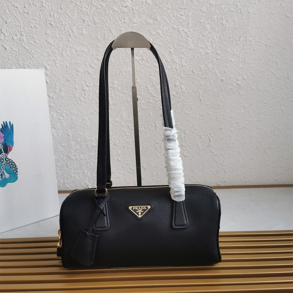 Prada Medium leather top-handle bag with padlock(high-end grade)