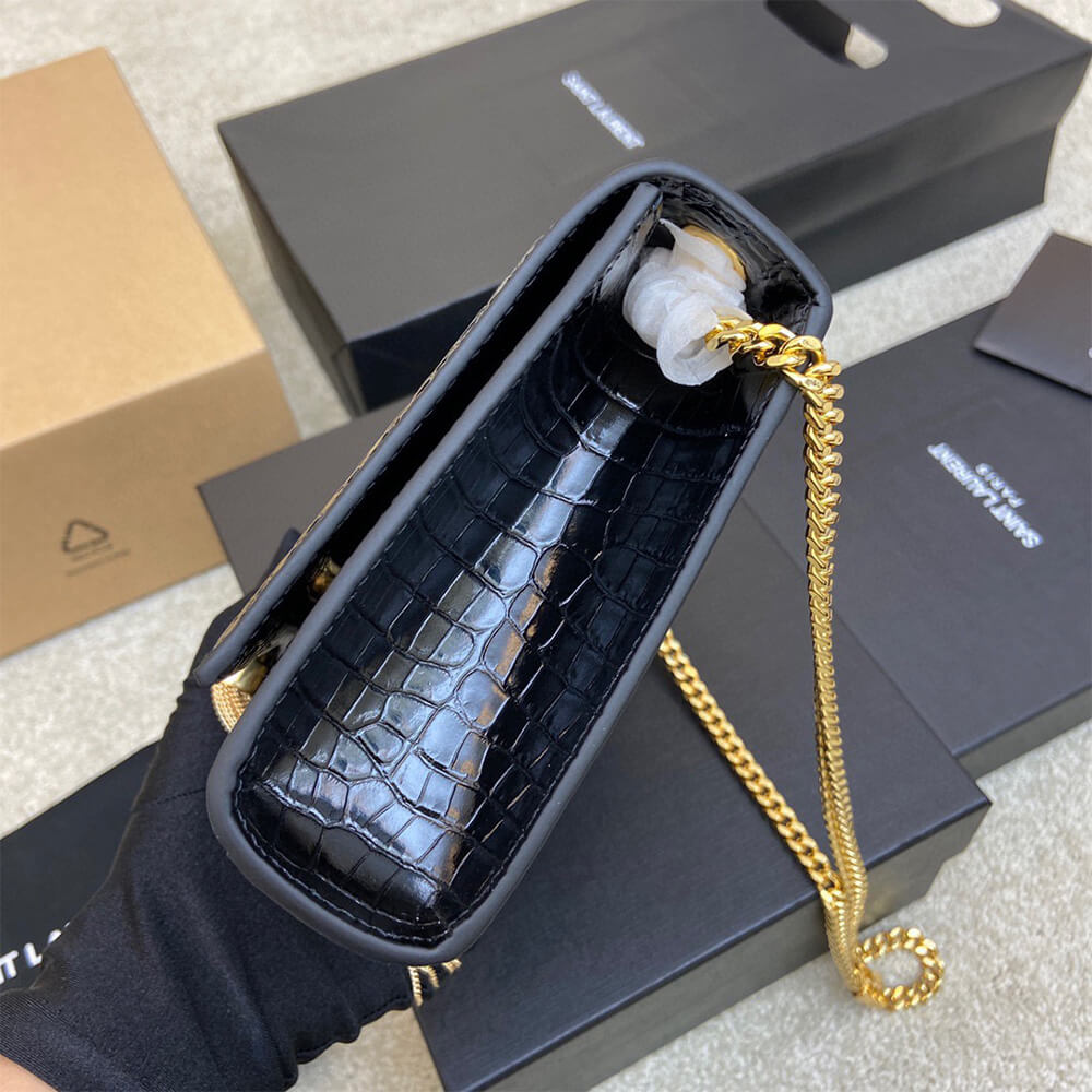 YSL kate medium tassel in crocodile-embossed leather