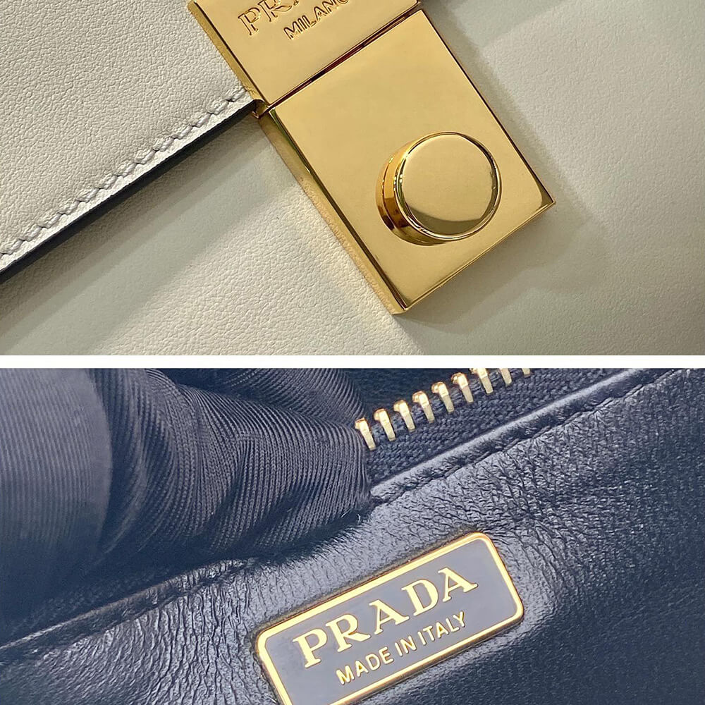 Prada Soft Sound large leather shoulder bag with charms(high-end grade)
