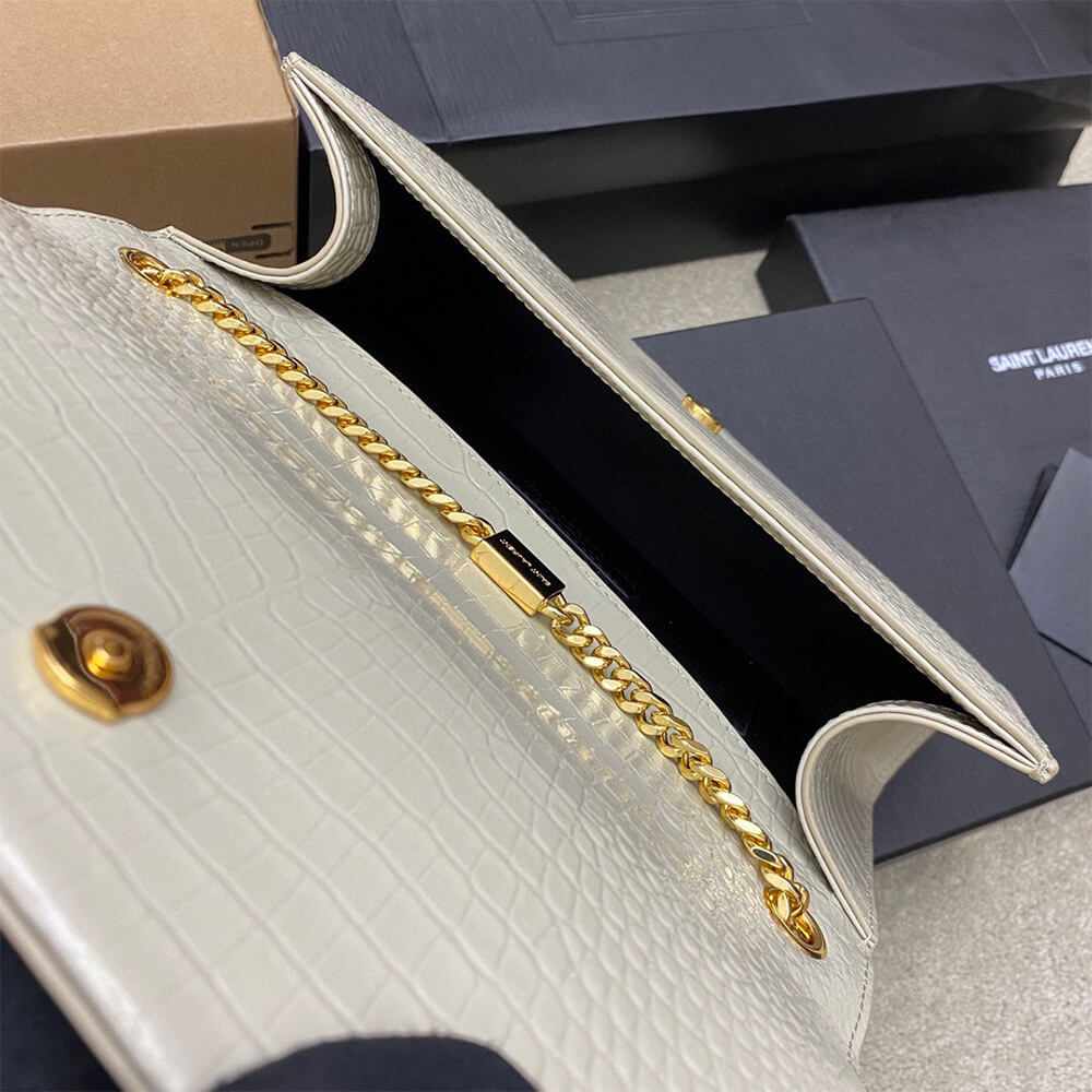 YSL kate medium tassel in crocodile-embossed leather