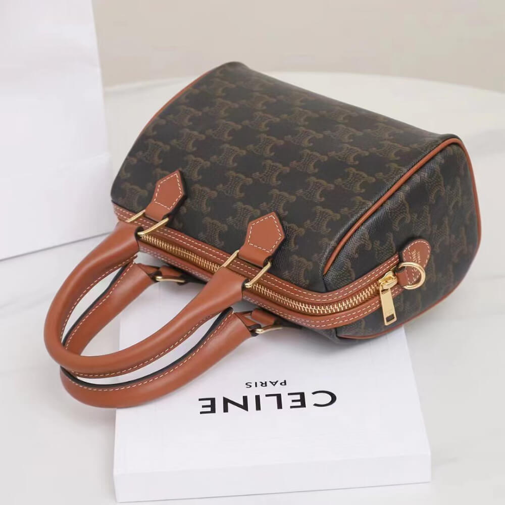 CELINE Small Boston IN Triomphe Canvas and calfskin