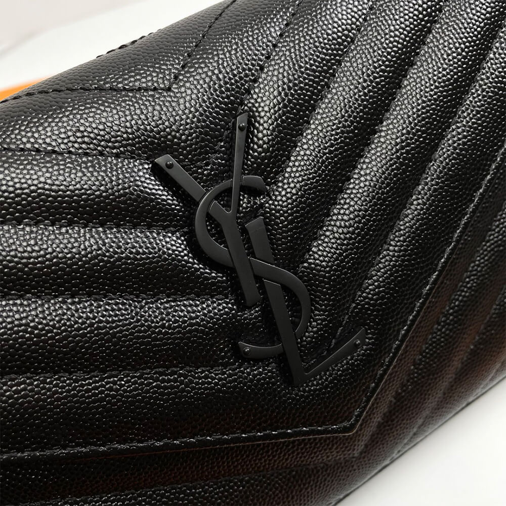 YSL classic cassandre chain wallet in grain de poudre leather